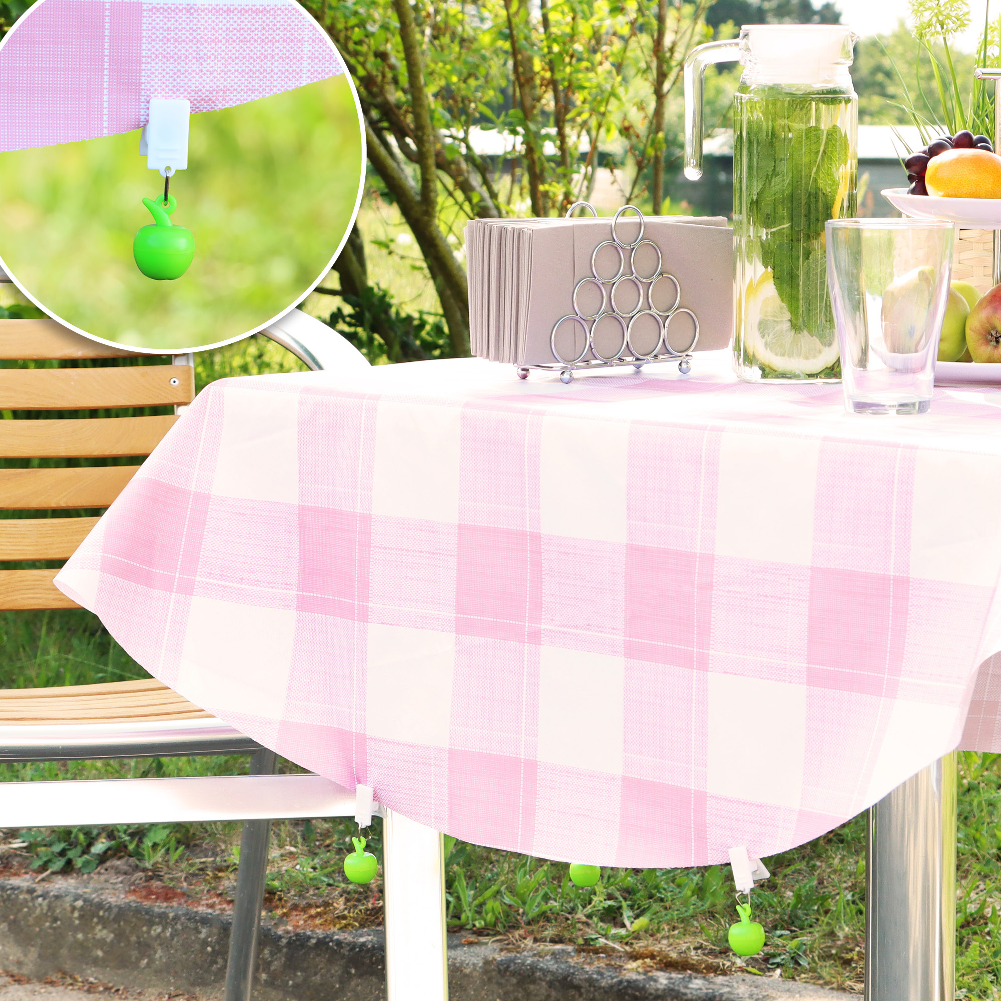 8x Tischdeckenbeschwerer mit Klammern - Tischtuchgewichte im Früchte