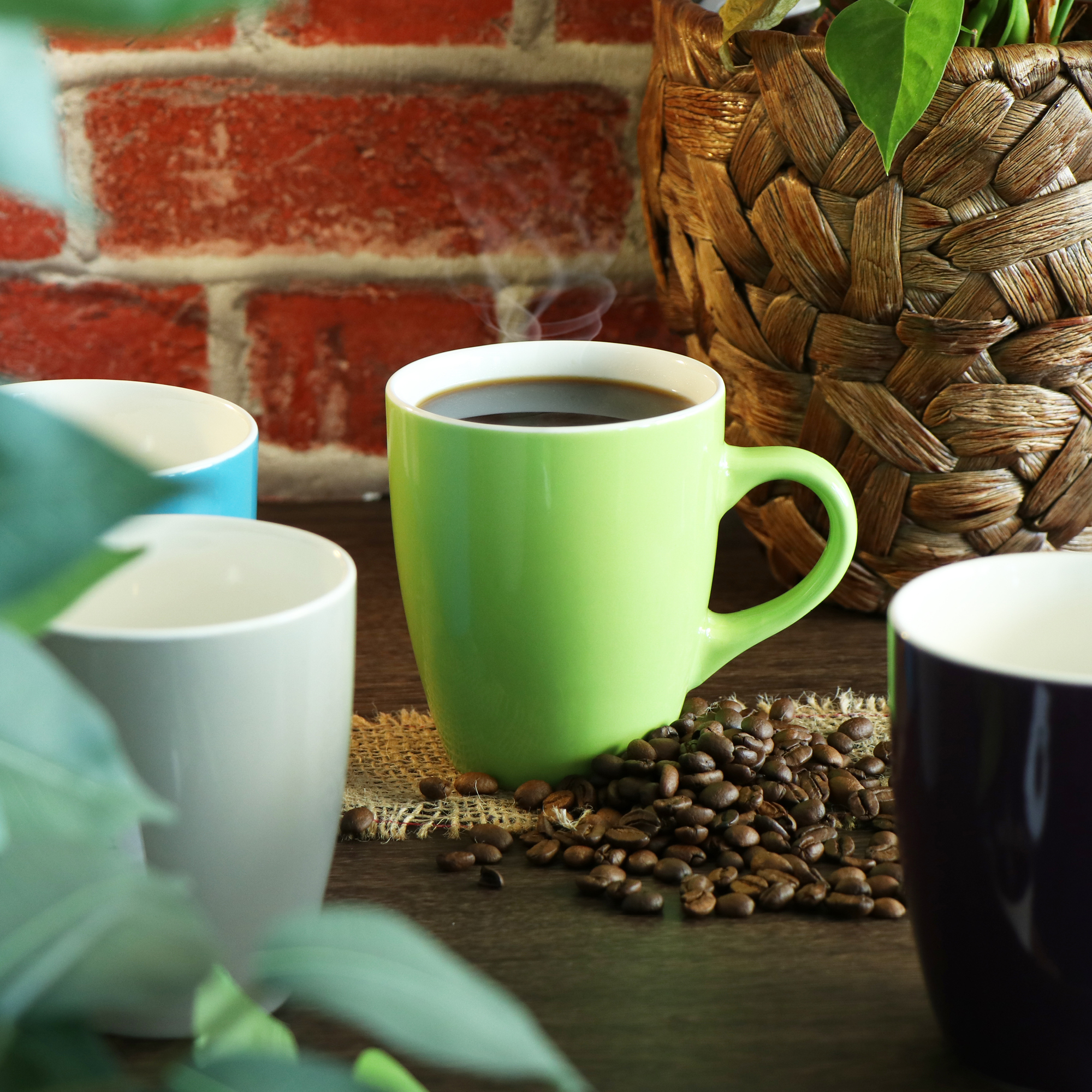 4x Kaffeebecher aus Keramik, bunte Kaffeetassen, Kaffeepott 300 ml | eBay